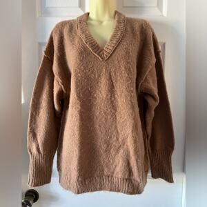 Wild Fable Light Brown Oversized sweater Woman’s Small V-Neck Pullover Warm